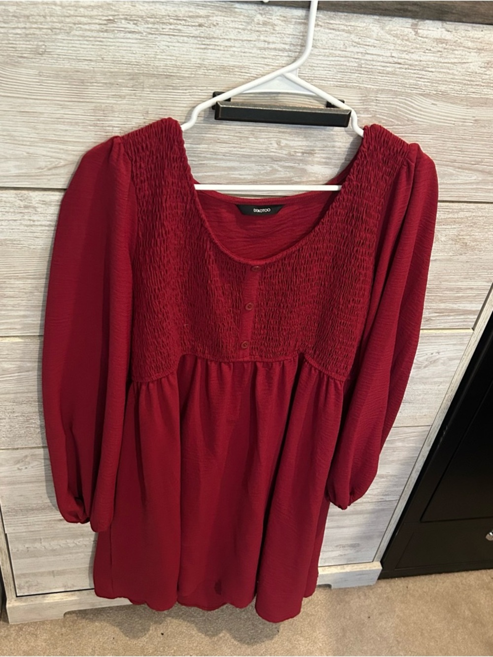 Dokotoo red smocked babydoll mini dress - Picture 3 of 7